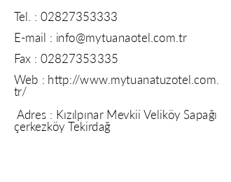 My Tuana Tuz Otel & Spa iletiim bilgileri